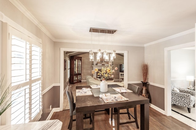 120 Brookhaven Dr, Gallatin, TN 37066 - dining space with wood finished floors, a chandelier, ornamental molding, and baseboards