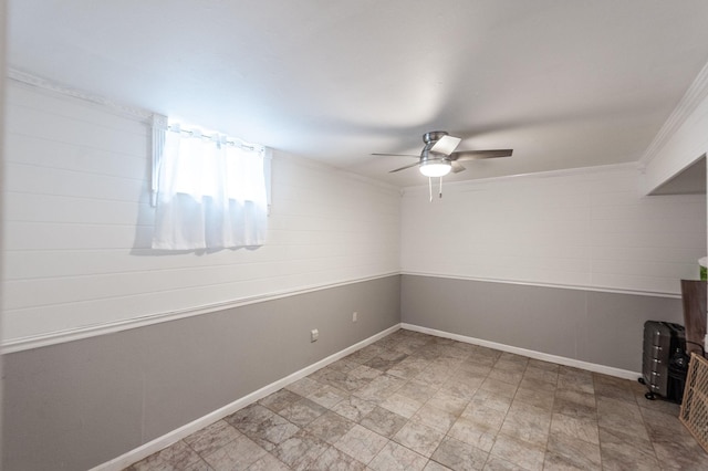 120 Brookhaven Dr, Gallatin, TN 37066 - basement featuring a ceiling fan, crown molding, and baseboards