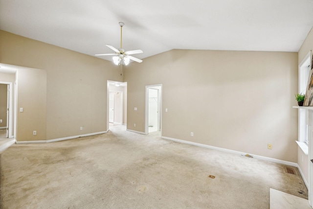 2956 Augusta Trace Dr, Spring Hill, TN 37174 - unfurnished bedroom with lofted ceiling, light colored carpet, baseboards, and a ceiling fan