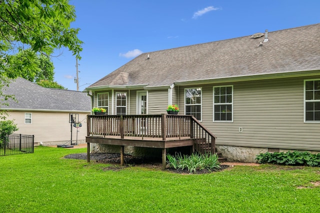 2956 Augusta Trace Dr, Spring Hill, TN 37174 - rear view of house featuring a deck and a shingled roof