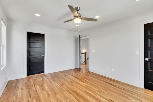 2514B Booker St, Nashville, TN 37208 - unfurnished room with ceiling fan, baseboards, light wood-style flooring, and recessed lighting
