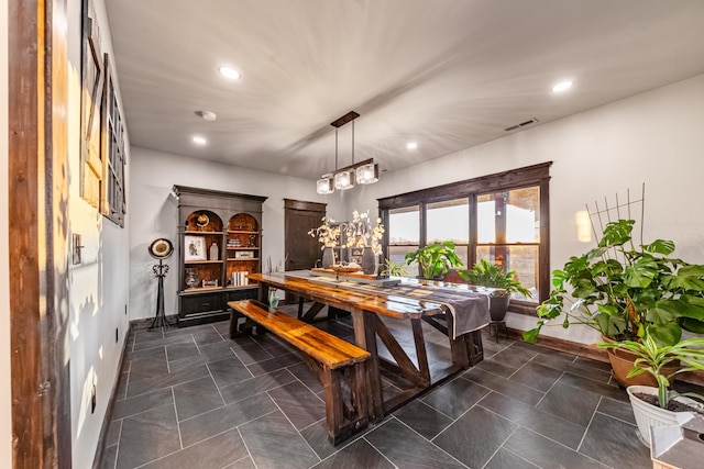 464 Old, Petersburg Park, Petersburg, TN 37144 - dining area with baseboards, recessed lighting, a chandelier, and dark tile patterned flooring