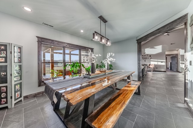 464 Old, Petersburg Park, Petersburg, TN 37144 - dining room featuring dark tile patterned flooring, recessed lighting, and ceiling fan