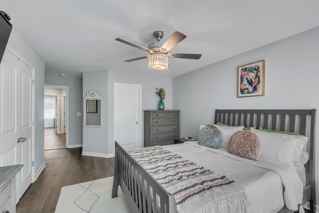 427 Tristan Way, Spring Hill, TN 37174 - bedroom featuring dark wood-style flooring, baseboards, ceiling fan, and a closet