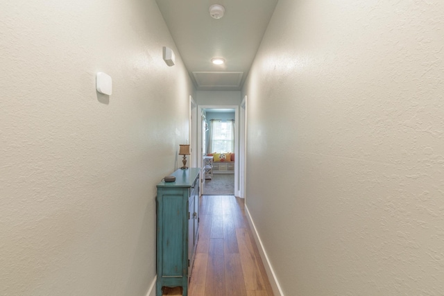 658 Old Chattanooga Pike SW, Cleveland, TN 37311 - corridor with dark wood finished floors, baseboards, a textured wall, and attic access