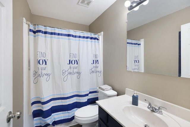 146 Sherron Dr, Dickson, TN 37055 - bathroom with toilet, vanity, and a shower with curtain