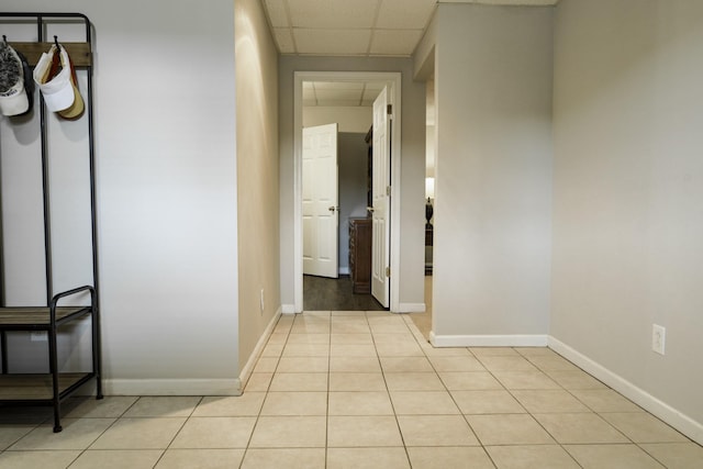 535 Dawson Rd, Cumberland Furnace, TN 37051 - hallway featuring a paneled ceiling and light tile patterned floors