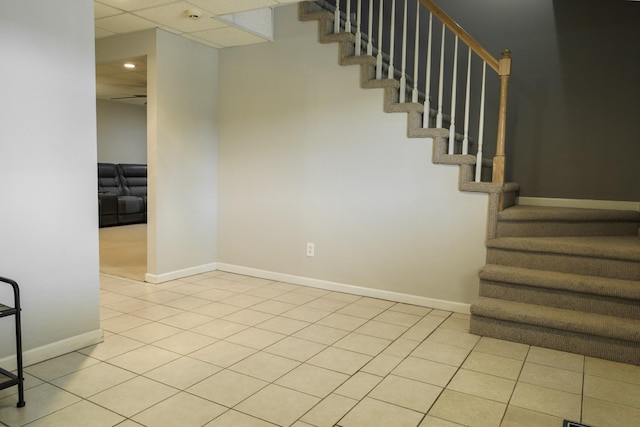 535 Dawson Rd, Cumberland Furnace, TN 37051 - stairs featuring tile patterned floors, a paneled ceiling, and recessed lighting