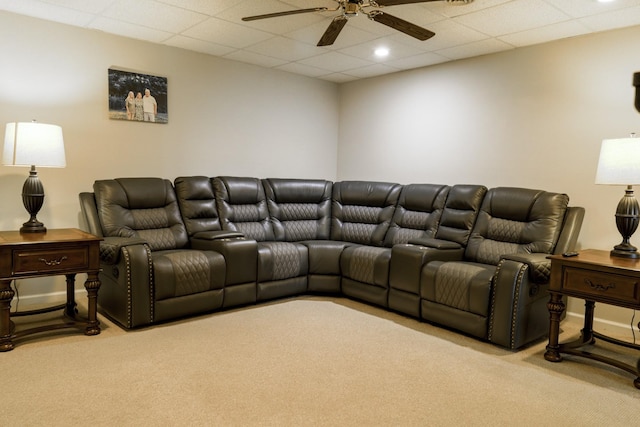 535 Dawson Rd, Cumberland Furnace, TN 37051 - home theater with light carpet and ceiling fan