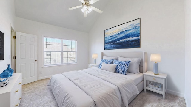 2271 Dewey Dr Unit G2, Spring Hill, TN 37174 - bedroom featuring light colored carpet, vaulted ceiling, baseboards, and ceiling fan