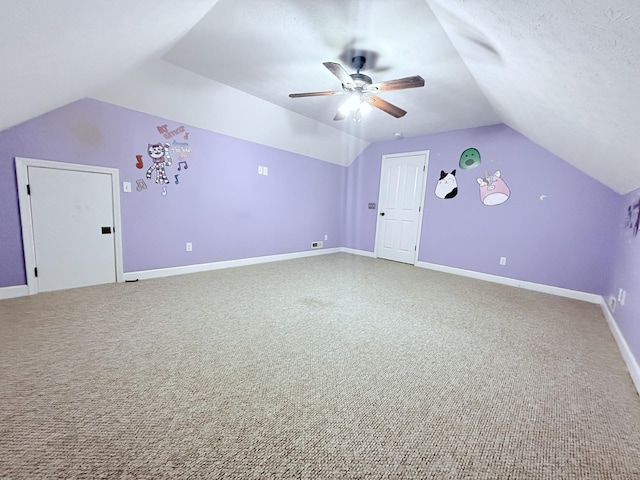 309 Caydras Way, Lafayette, TN 37083 - bonus room featuring vaulted ceiling, baseboards, a ceiling fan, and carpet floors