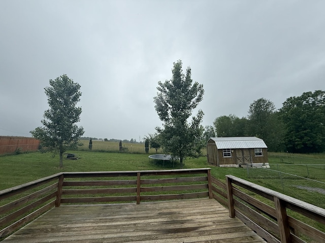 309 Caydras Way, Lafayette, TN 37083 - wooden terrace with a trampoline and a rural view