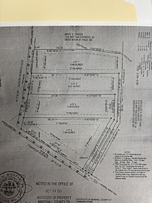 615 6th Ave N, Lewisburg, TN 37091 - survey map / technical document