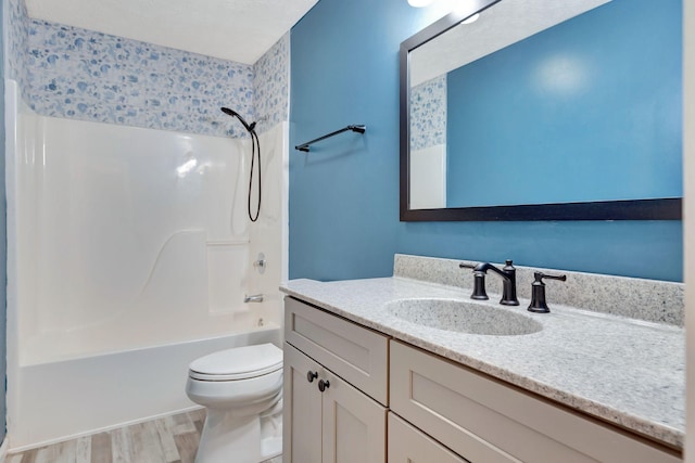2312 Forrest Fields Dr, Chapel Hill, TN 37034 - full bathroom featuring toilet, vanity, shower / washtub combination, and wood finished floors
