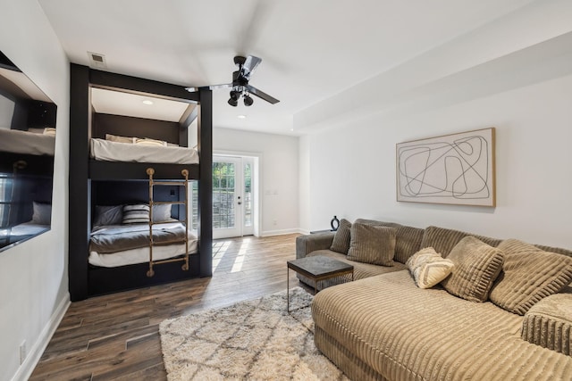 6321 Wescates, Brentwood, TN 37027 - bedroom featuring access to exterior, baseboards, wood finished floors, recessed lighting, and ceiling fan
