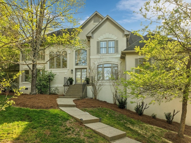6321 Wescates, Brentwood, TN 37027 - view of front of home featuring stucco siding, french doors, and a front yard