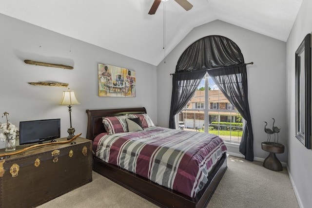 5156 W Oak Highland Dr, Antioch, TN 37013 - bedroom featuring carpet floors, lofted ceiling, ceiling fan, and baseboards