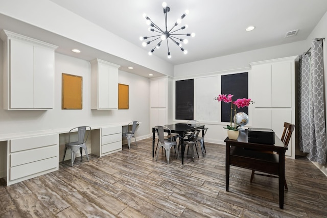 1234 Saddle Springs Dr, Thompsons Station, TN 37179 - dining area with dark wood-type flooring, a chandelier, recessed lighting, an office area, and baseboards