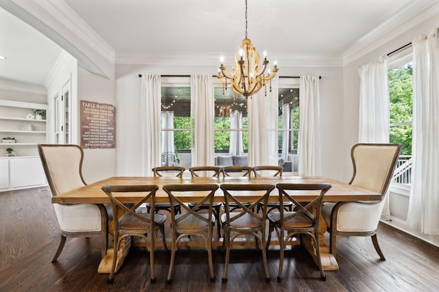 1234 Saddle Springs Dr, Thompsons Station, TN 37179 - dining space featuring a chandelier, dark wood-style flooring, and crown molding