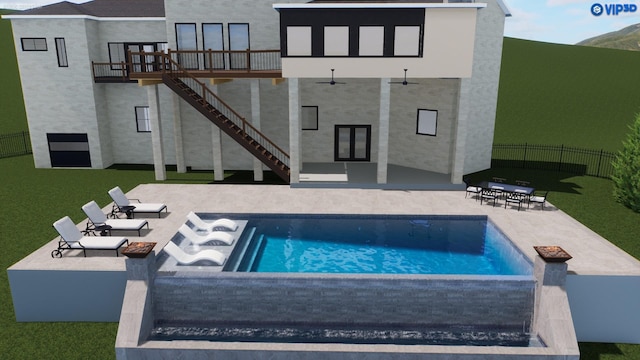 1234 Saddle Springs Dr, Thompsons Station, TN 37179 - back of house with a patio area, ceiling fan, and stairs