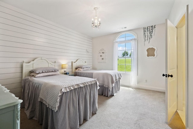 1234 Saddle Springs Dr, Thompsons Station, TN 37179 - bedroom featuring a chandelier, light carpet, and baseboards