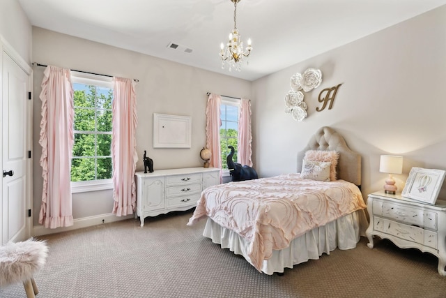 1234 Saddle Springs Dr, Thompsons Station, TN 37179 - bedroom featuring a chandelier, carpet floors, and baseboards