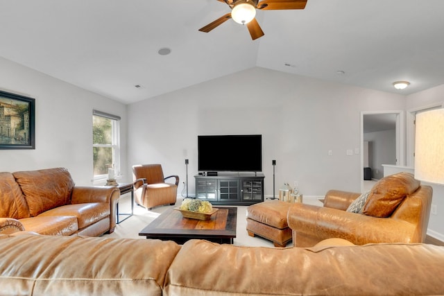 1154 Olde Cameron Ln, Franklin, TN 37067 - living room with vaulted ceiling and ceiling fan