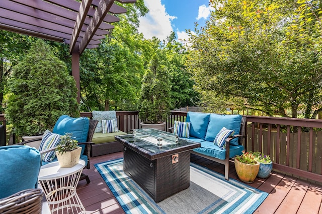 1154 Olde Cameron Ln, Franklin, TN 37067 - wooden terrace with an outdoor living space and a pergola