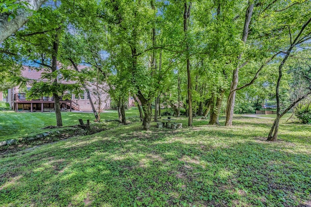 1154 Olde Cameron Ln, Franklin, TN 37067 - view of green lawn with a deck and stairway