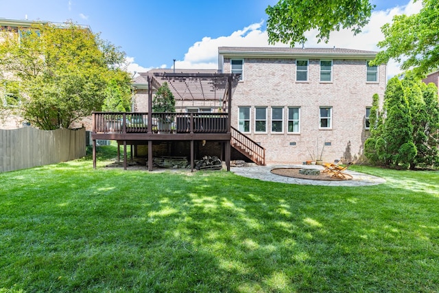 1154 Olde Cameron Ln, Franklin, TN 37067 - back of property featuring a wooden deck, a pergola, stairs, and brick siding