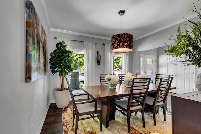 1154 Olde Cameron Ln, Franklin, TN 37067 - dining room with light wood-type flooring, ornamental molding, and baseboards