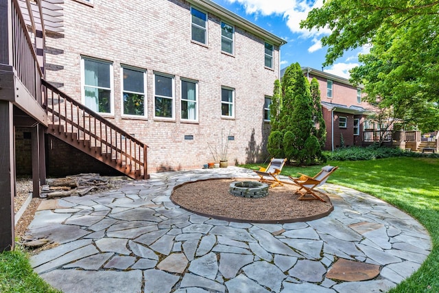 1154 Olde Cameron Ln, Franklin, TN 37067 - view of patio / terrace featuring stairs and a fire pit