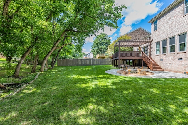 1154 Olde Cameron Ln, Franklin, TN 37067 - view of yard with a pergola, a patio, stairway, and a wooden deck