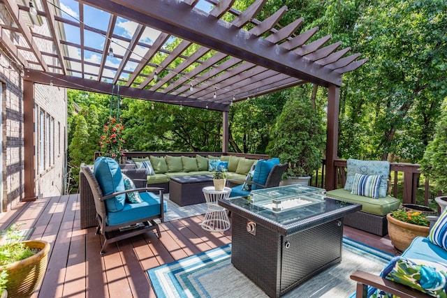 1154 Olde Cameron Ln, Franklin, TN 37067 - wooden deck with outdoor lounge area and a pergola