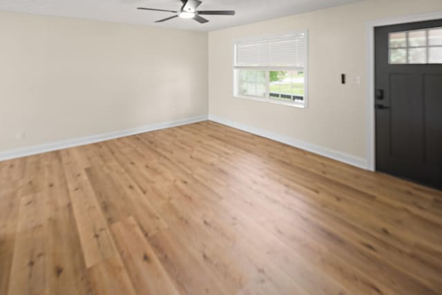 316 Bybee Branch Rd, Mcminnville, TN 37110 - foyer entrance featuring ceiling fan, baseboards, and wood finished floors