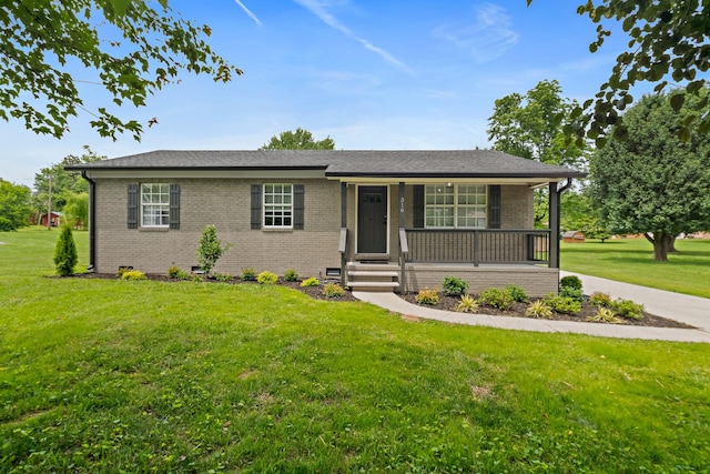316 Bybee Branch Rd, Mcminnville, TN 37110 - ranch-style home with a porch, brick siding, and a front lawn