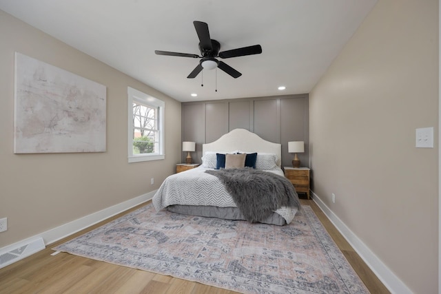 5935 S New Hope Rd, Hermitage, TN 37076 - bedroom featuring wood finished floors, baseboards, a ceiling fan, and recessed lighting