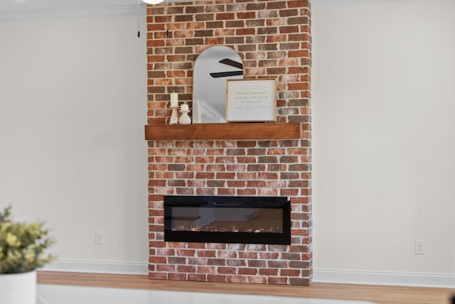 583 Pongracz Way, Clarksville, TN 37042 - detailed view of ornamental molding, baseboards, wood finished floors, and a glass covered fireplace