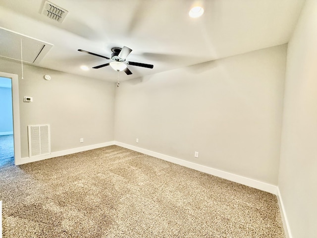 5608 Maples Retreat Dr, Murfreesboro, TN 37127 - carpeted spare room with attic access, baseboards, a ceiling fan, and recessed lighting