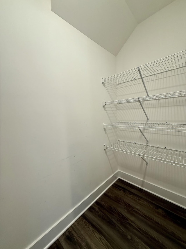 5608 Maples Retreat Dr, Murfreesboro, TN 37127 - spacious closet with dark wood-style floors and vaulted ceiling