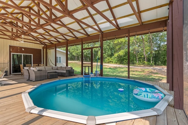 1829 Lobelville Hwy, Linden, TN 37096 - outdoor pool featuring an outdoor living space and a deck