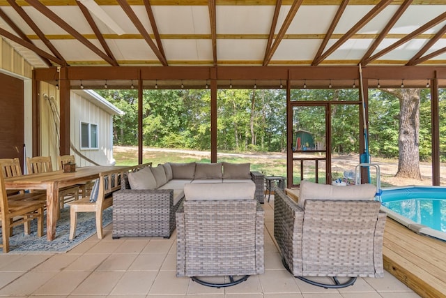 1829 Lobelville Hwy, Linden, TN 37096 - sunroom / solarium featuring an outdoor hangout area, outdoor dining space, and healthy amount of natural light