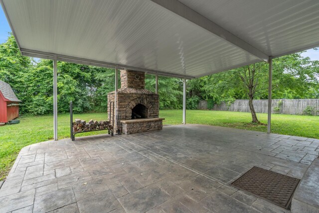 3471 Esquire Dr, Murfreesboro, TN 37130 - view of patio / terrace featuring an outdoor stone fireplace