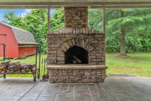 3471 Esquire Dr, Murfreesboro, TN 37130 - view of patio featuring an outdoor stone fireplace