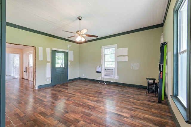 1672 Globe Rd, Lewisburg, TN 37091 - spare room with ornamental molding, wood finished floors, plenty of natural light, and ceiling fan
