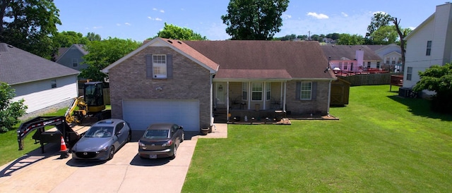 813 Chaney Woods Dr, La Vergne, TN 37086 - view of front of home featuring driveway, brick siding, an attached garage, and a porch