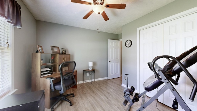 813 Chaney Woods Dr, La Vergne, TN 37086 - office space featuring wood finished floors, a ceiling fan, and baseboards