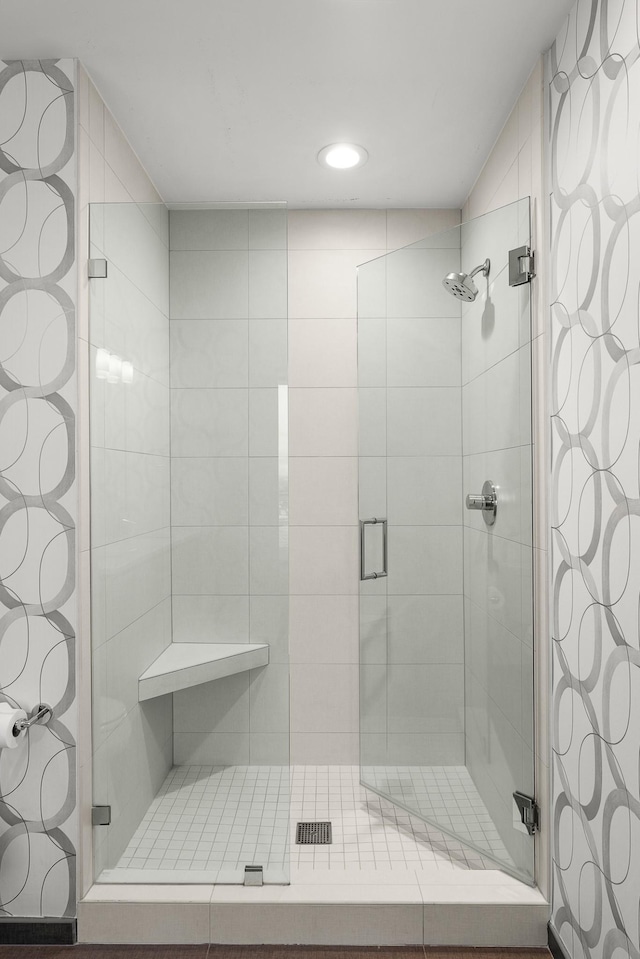 1212 Laurel St Unit 2005, Nashville, TN 37203 - bathroom featuring a shower stall and recessed lighting