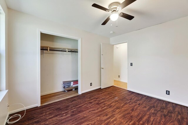 445 Belinda Pkwy, Mount Juliet, TN 37122 - unfurnished bedroom featuring wood finished floors, baseboards, a closet, and ceiling fan