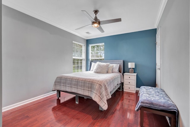 1838 Oreilly Cir, Spring Hill, TN 37174 - bedroom with ornamental molding, wood finished floors, baseboards, and a ceiling fan